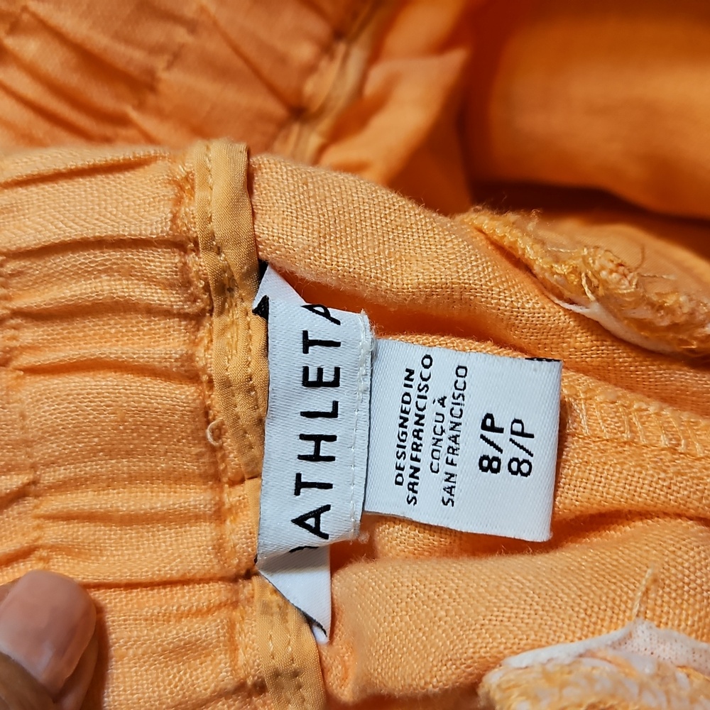 Athleta‎ Orange Linen Jogger Pants Zip Pockets Drawstring Waist Women's Size 8 P - Picture 6 of 7